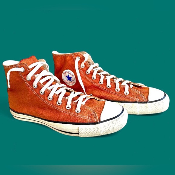 Converse 1980s Made in USA Burnt Orange High Top Vintage Sneakers Sz 11.5 RareOG - Picture 2 of 16